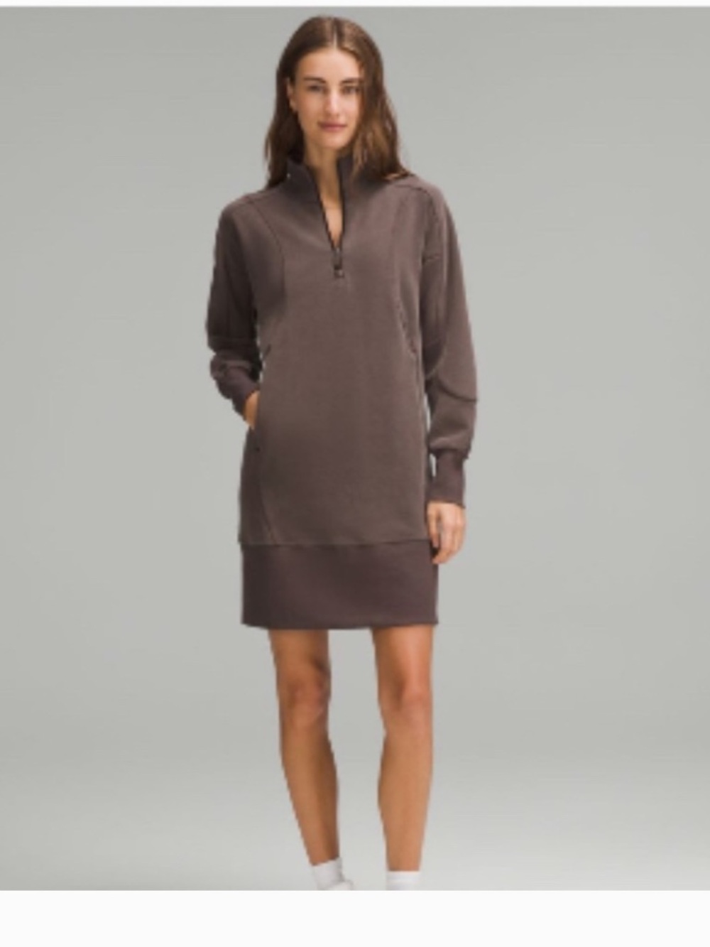 lululemon Softstream Long-Sleeve Half-Zip Dress in Brown size 12